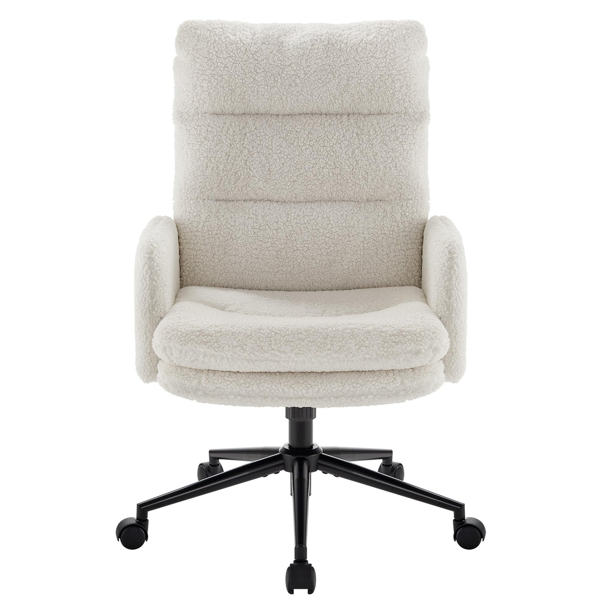 IWMH Bürostuhl mit hoher Rückenlehne aus Kaschmir, ergonomisch – weiss. Weisser Bürostuhl mit Kaschmirbezug für ergonomisches Sitzen am Schreibtisch.