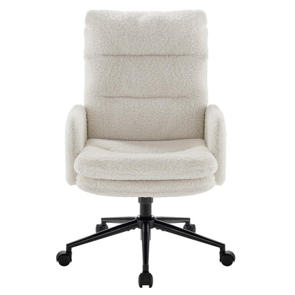 IWMH Bürostuhl mit hoher Rückenlehne aus Kaschmir, ergonomisch – weiss. Weisser Bürostuhl mit Kaschmirbezug für ergonomisches Sitzen am Schreibtisch.