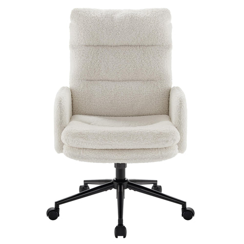 IWMH Bürostuhl mit hoher Rückenlehne aus Kaschmir, ergonomisch – weiss. Weisser Bürostuhl mit Kaschmirbezug für ergonomisches Sitzen am Schreibtisch.