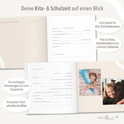 mintkind Erinnerungsbuch Kindheit Salbei – Leinenalbum 0 bis 18 Jahre