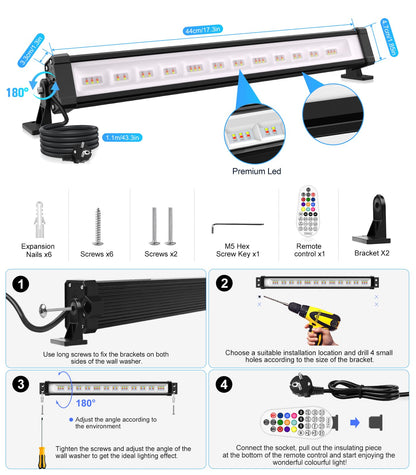 MEIKEE 42W RGB LED Strahler mit Fernbedienung, IP66, 2er-Set