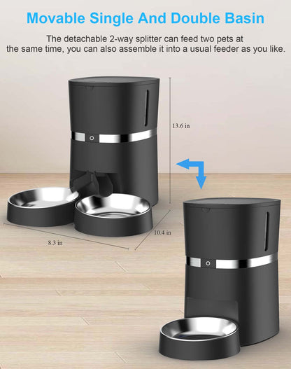 WellToBe Smart WiFi Futterautomat für Katzen & Hunde – Schwarz