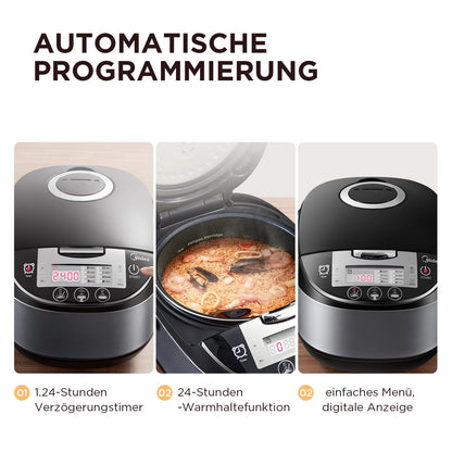 Midea Reiskocher Multifunktionsgerät - 5L Schwarz-Silber