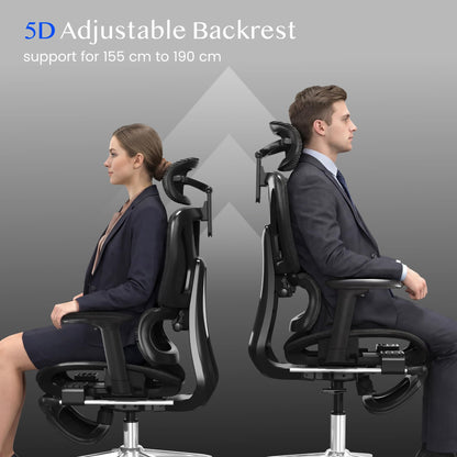 FLEXISPOT ErgoX ergonomischer Bürostuhl mit 3D-Armlehnen, schwarz