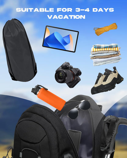 Besttravel Reiserucksack 45 L mit Laptopfach, wasserdicht, schwarz
