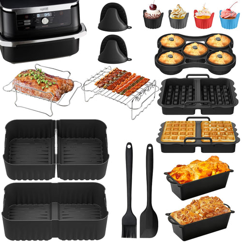 Dictien Heissluftfritteuse Zubehör Set für Ninja AF500EU 10,4 L mit Silikonformen und Backgittern