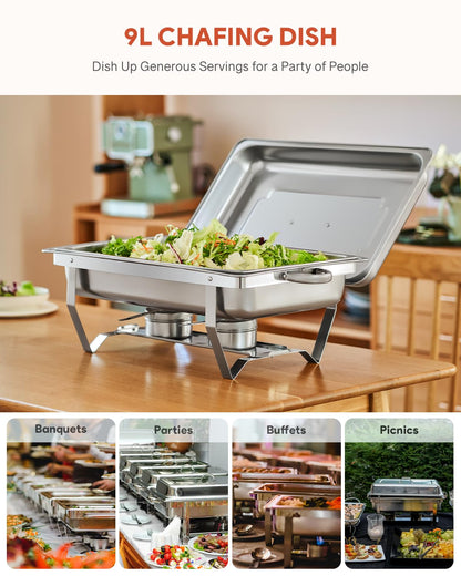 Wilprep Chafing Dish 2er-Set Edelstahl Speisenwärmer je 9 L GN 1/2