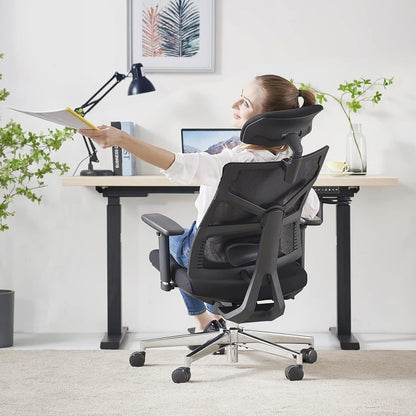 HOLLUDLE Ergonomischer Bürostuhl mit adaptiver Rückenlehne - Schwarz