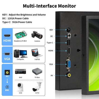Aurevita Mini-Monitor 7 Zoll, tragbar, HDMI VGA AV BNC, 1024 x 600