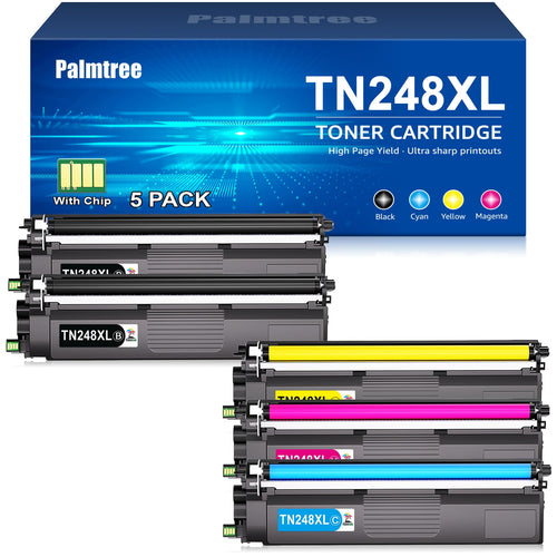 Palmtree TN248XL Toner Kompatibel für Brother - Schwarz. Schwarze, rechteckige Tonerkartusche für Laserdrucke in Brother Druckern.