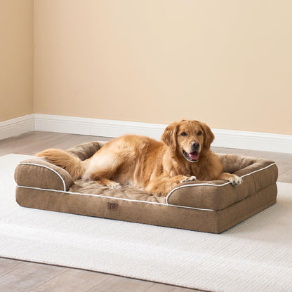 EHEYCIGA orthopädisches Hundebett grosse Hunde Memory Foam - Kamel