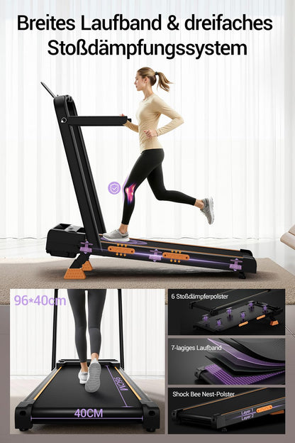 LONTEK X5F Walking Pad klappbar, Laufband mit Steigung bis 10 km/h