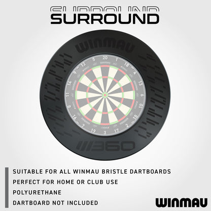 WINMAU Blade 360 Dart Surround – Schutzring für Dartscheibe, schwarz