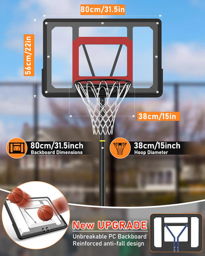 vcloo Basketballkorb Kinder höhenverstellbar 150-210 cm mit Rollen