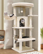 Globlazer Kratzbaum C51 Beige – 130 cm für grosse Katzen. Beiger Kratzbaum mit Sisal, Plüsch. Zum Kratzen, Klettern, Ruhen.