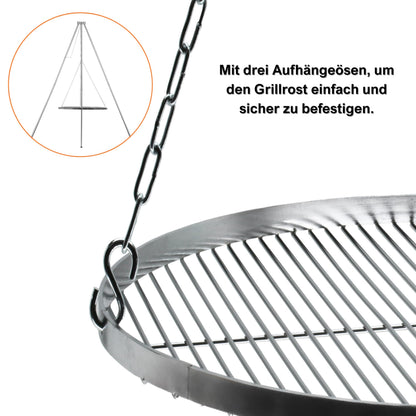 Brandsseller Dreibein-Grillgestell, verzinkter Stahl, höhenverstellbar