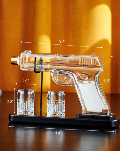 Kollea Whiskey-Dekanter Set in Waffenform mit 2 Gläsern, 450 ml