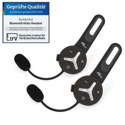 BuddyChat Duo Bluetooth Intercom Headset 2er-Set für Helme