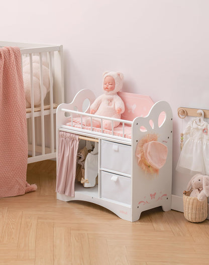 ROBOTIME Holz Puppenbett für 22-Zoll Puppen - Rosa