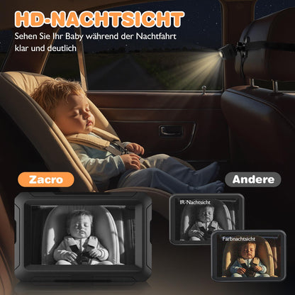 Zacro Baby Kamera Auto 1080P, Rücksitzspiegel mit Nachtsicht, USB-C