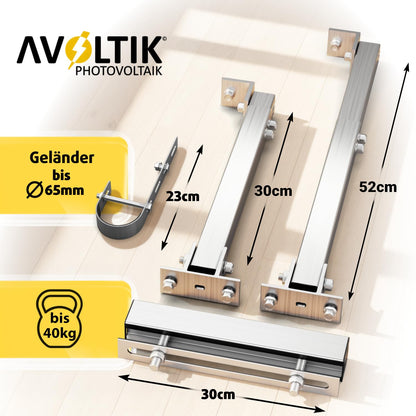 Avoltik Balkonkraftwerk Halterung Geländer – 2er Set verstellbar