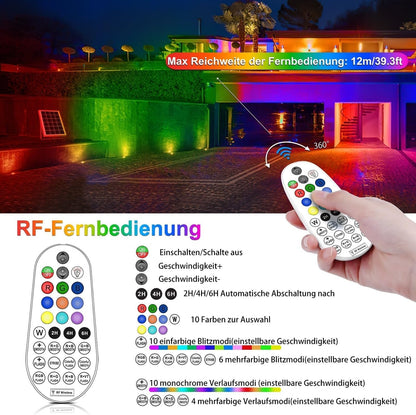 MEIKEE Solarstrahler für Aussen, RGB mit Fernbedienung, 6 Stück