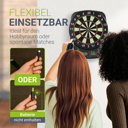 Juskys Elektronische Dartscheibe mit LCD-Display und 32 Spielen