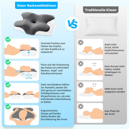 BRO ergonomisches Nackenstützkissen aus Memory Foam, 60x40x13cm