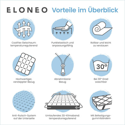 ELONEO Gel Topper 120x200 cm – Matratzentopper aus Gel-Memory-Schaum