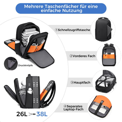 Fenree.geer Business Rucksack 26-38 L erweiterbar, 17 Zoll Laptopfach