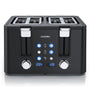 Arendo MANANA X2 Toaster 4 Scheiben Edelstahl, schwarz, mit Brötchenaufsatz und LED-Restzeitanzeige