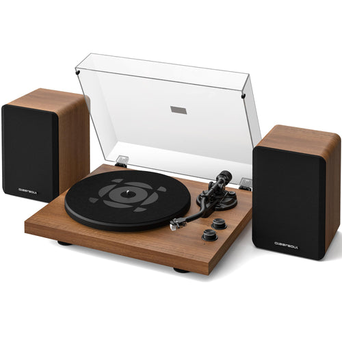 Qlearsoul SoulBox S1 Plattenspieler mit Stereo Lautsprechern: Kompaktes Gerät zur Wiedergabe von Schallplatten über integrierte Stereo-Lautsprecher.