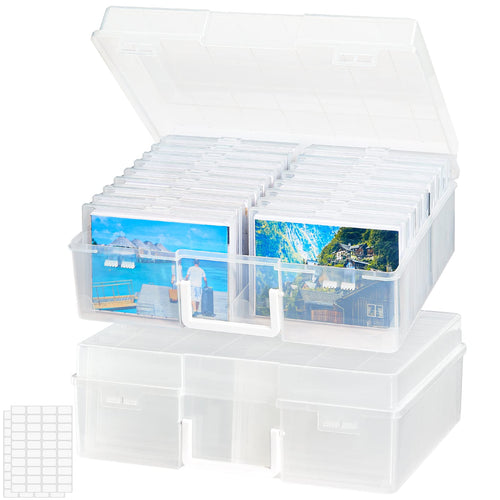 Lifewit Fotoaufbewahrungsbox, transparente PP-Box mit 18 inneren Fotoboxen und Tragegriff
