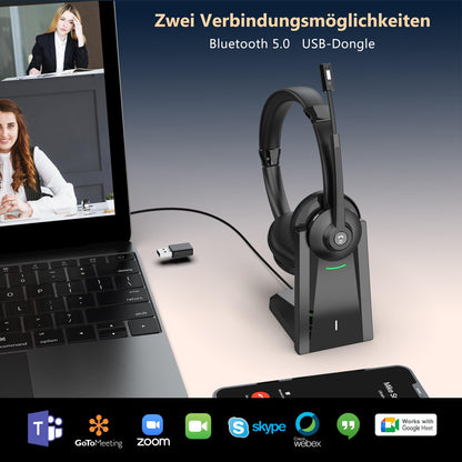 Earbay Bluetooth Headset mit Mikrofon, Ladestation und USB-Dongle