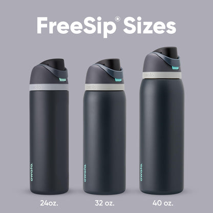 Owala FreeSip Edelstahl Trinkflasche mit Strohhalm 945 ml, Foggy Tide