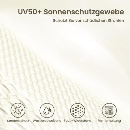 PHI VILLA Sonnenschirm 200 cm knickbar mit Fransen, Milchweiss