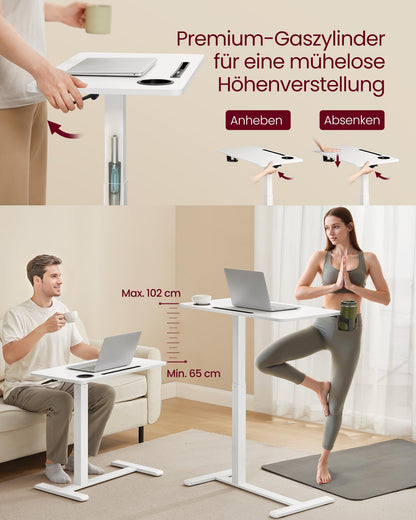 VASAGLE Beistelltisch mit Rollen – Wolkenweiss 70x40 cm LSD600W01