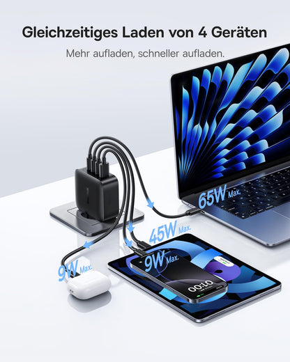 Baseus Enerfill USB-C Ladegerät 140W, 4-Port GaN Schnellladegerät