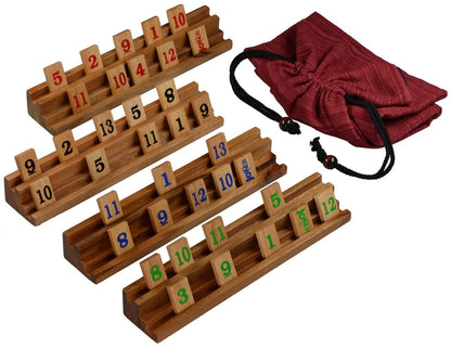 LOGOPLAY Rummy Legespiel aus Holz mit 108 Spielsteinen im Stoffbeutel