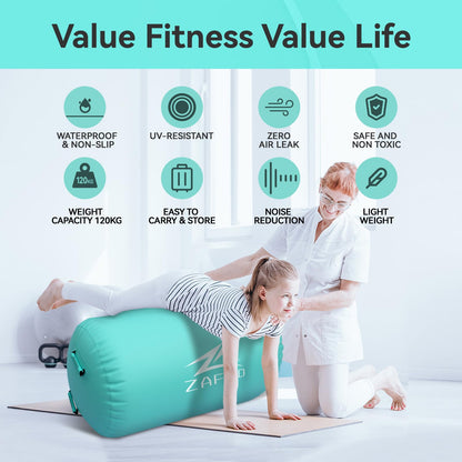 Air Rolle Turnen – aufblasbare Gymnastik Yoga Rolle mit Luftpumpe