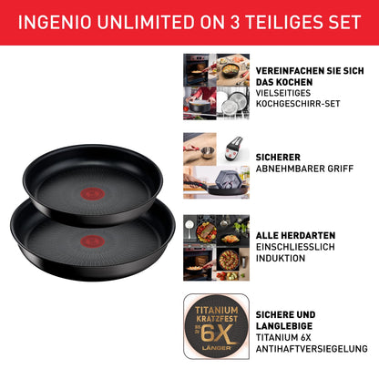 Tefal Ingenio Unlimited On Pfannenset 3-teilig, 22/26 cm, Induktion
