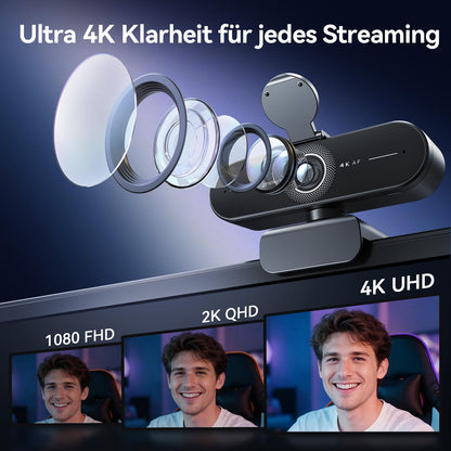 EMEET C60E 4K Webcam mit PDAF-Autofokus und Dual-Mikrofonen