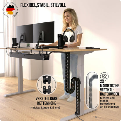 Ultimate Setup Kabelführung Schreibtisch, flexible Kabelkette, Schwarz