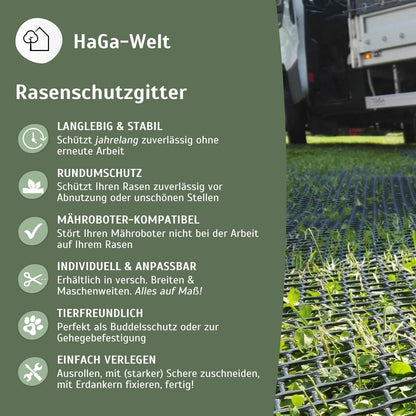 HaGa Rasenschutzgitter RK3 aus Kunststoff, 1,3 x 5 m, befahrbar