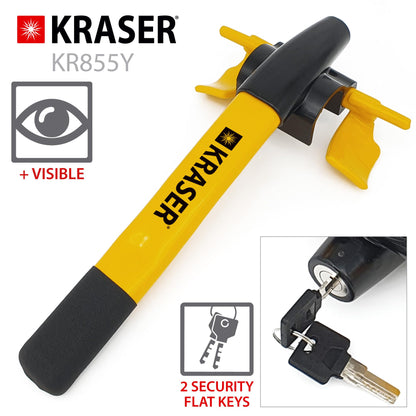 KRASER KR855Y Lenkradkralle, universelle Diebstahlsicherung, gelb