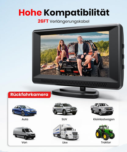 Foxpark Rückfahrkamera mit 4,3 Zoll HD-Monitor und Farbnachtsicht
