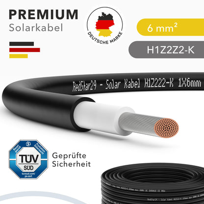 RedStar24 Premium Solarkabel 6mm² Schwarz - 100m