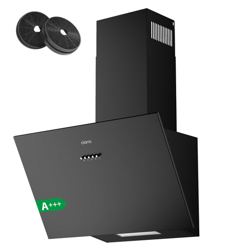 CIARRA CBCB6762A Dunstabzugshaube Kopffrei 60cm Umluft Schwarz. Angeschrägtes Design entfernt Kochdünste per Umluft.