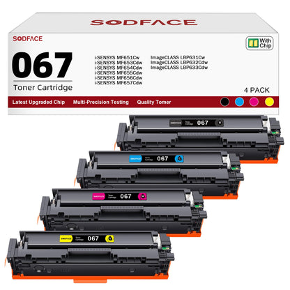 SODFACE 067 067H Toner Set kompatibel für Canon – 4er-Pack: CMYK-Tonerkartuschen für Farbdruck.