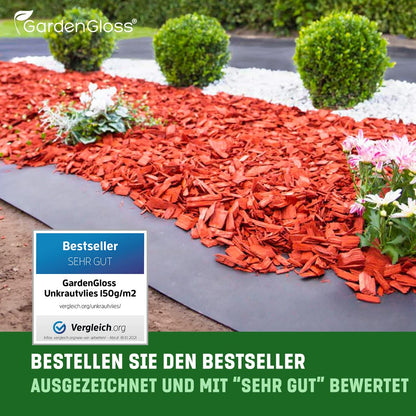 GardenGloss Unkrautvlies 20 m², 150 g/m², wasserdurchlässig